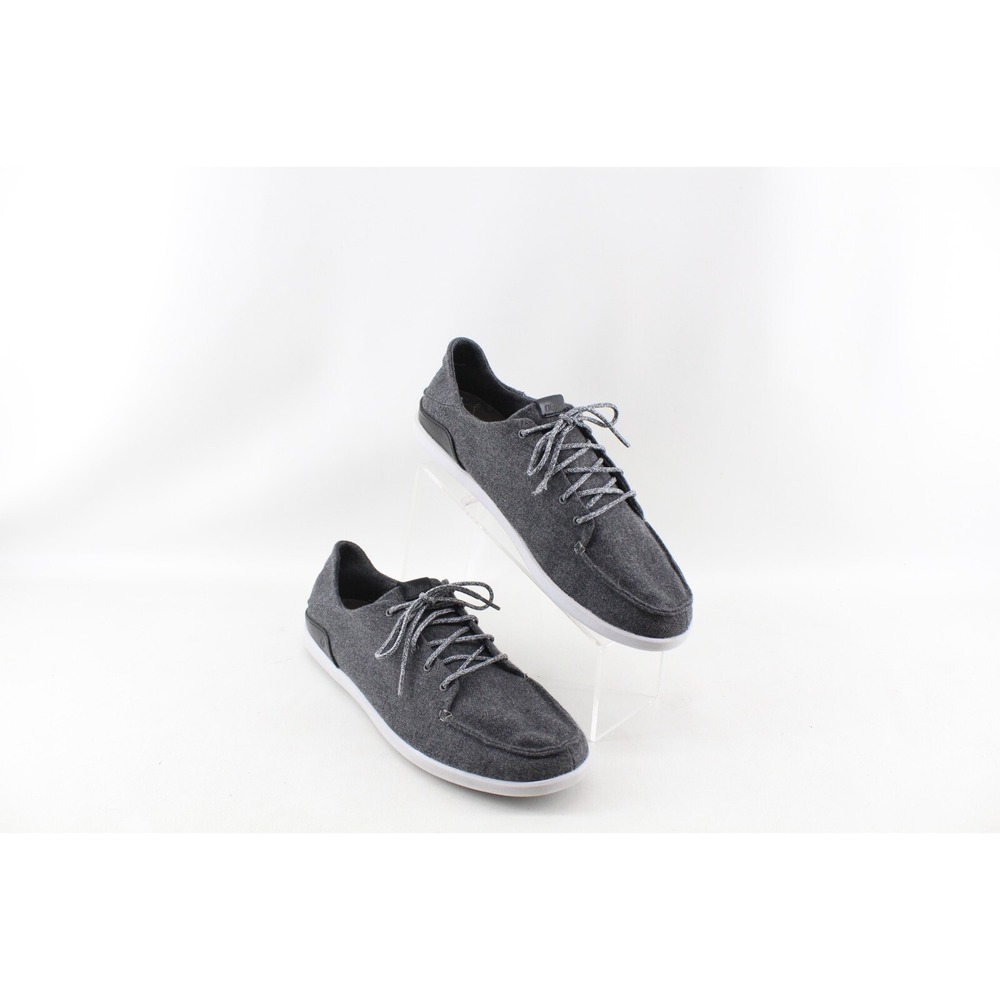 Olukai Men's 11.5 US Manoa Hulu Lace Up Sneakers Gray Wool Blend Shoes